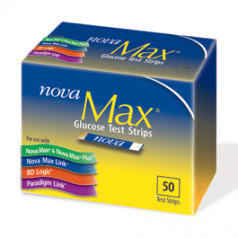 Nova Max® Glucose Monitor Meter Test Strips – 50 CT VIAL/BOX